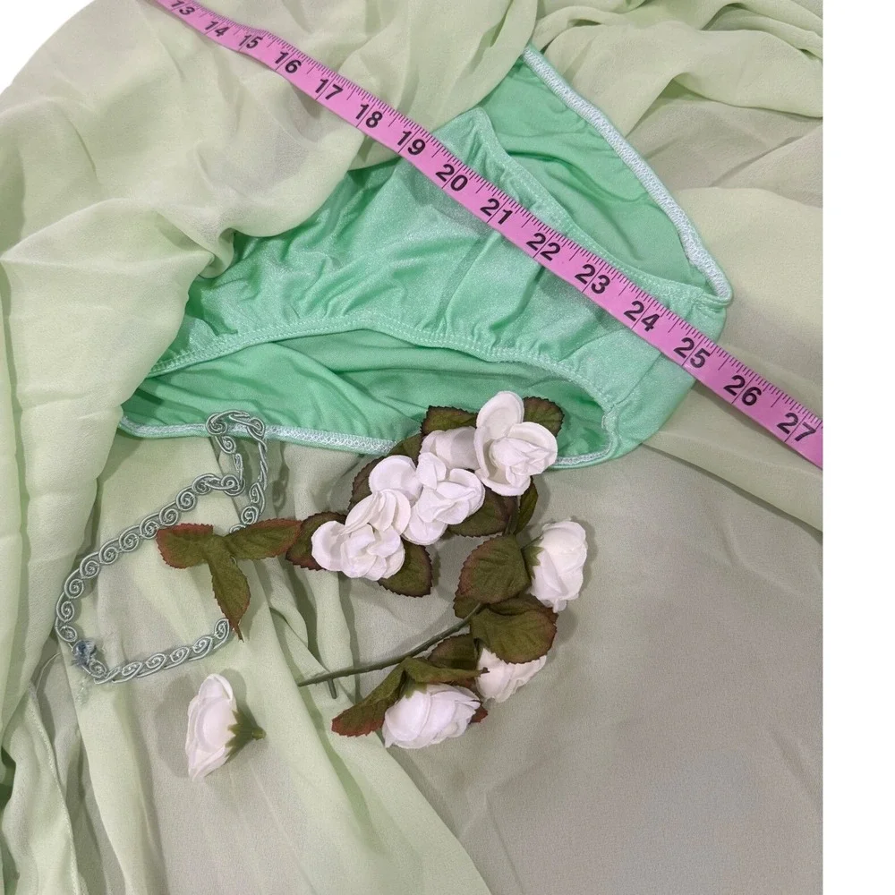 ArtStone Green Velvet Chiffon Dance Costume Floral Leotard Dress Adult Medium